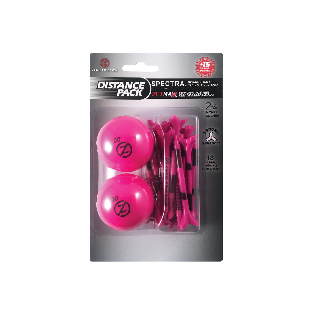 Golf Ball and Tee Distance Pack Fuchsia Unisex 2 Spectra Balls 18 ZFT Maxx Tees Zero Friction Golf Ball and Tee Distance Pack Fuchsia Unisex 2 Spectra Balls 18 ZFT Maxx Tees Zero Friction