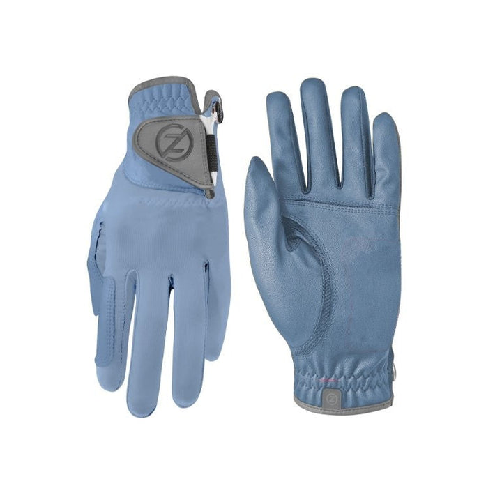Zero Friction performance golf glove in light blue lambskin with adjustable closure and logo detailing